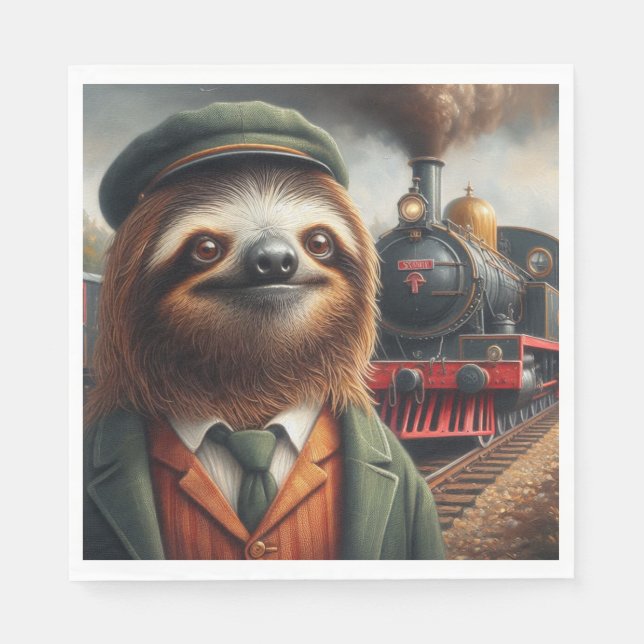 Serviette En Papier Ingénieur de train Sloth (Devant)