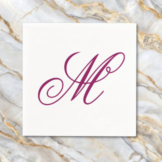 Serviette En Papier Initiale de monogramme de vin élégant