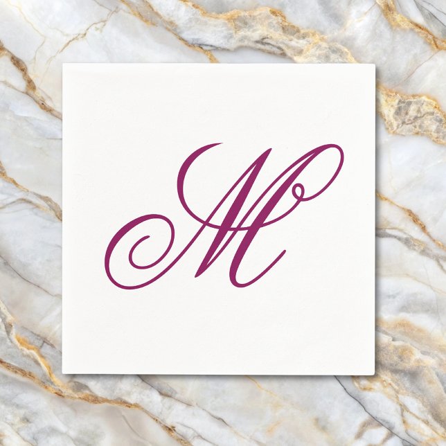 Serviette En Papier Initiale de monogramme de vin élégant  (Créateur téléchargé)