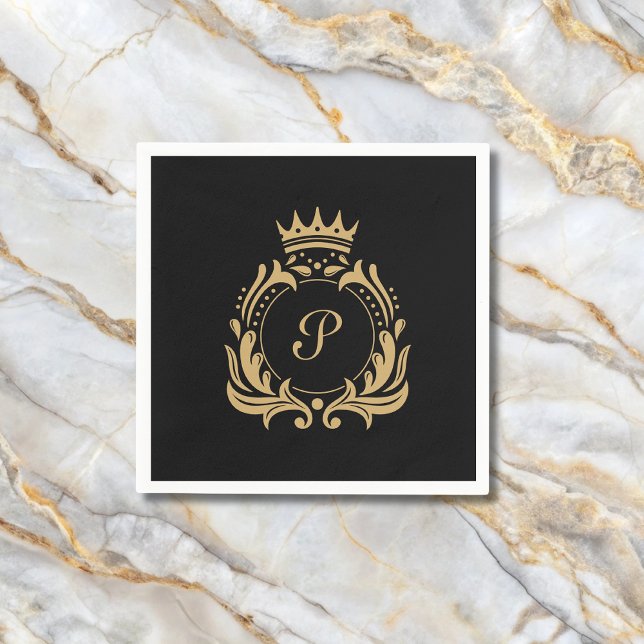 Serviette En Papier Initiale de monogramme élégant  (Créateur téléchargé)
