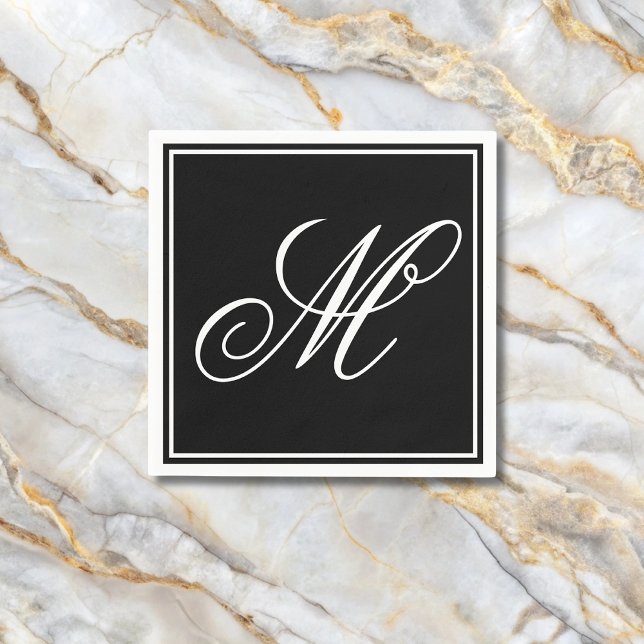 Serviette En Papier Initiale de monogramme élégant  (Créateur téléchargé)