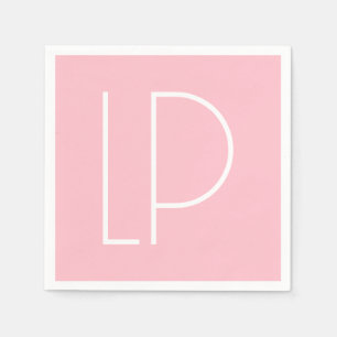 Serviette En Papier Initiale moderne minimaliste élégante sur fond ros