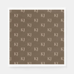 Serviette En Papier Initiales Brown et beige Motif