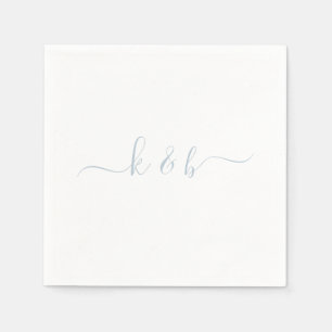 Serviette En Papier Initiales Couple Bleu Dusty Swash Script