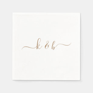 Serviette En Papier Initiales Couple Or Laver Script Blanc