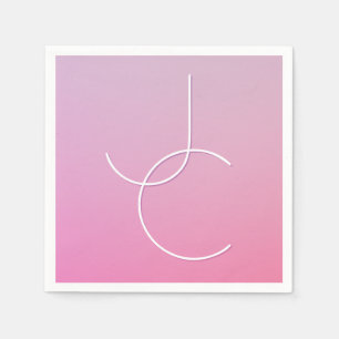 Serviette En Papier Initiales de chevauchement modernes 2 Ombre rose