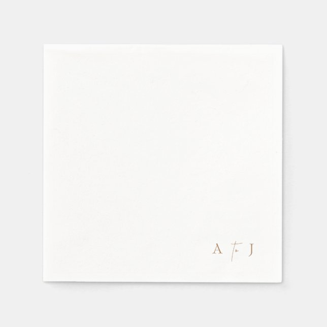 Serviette En Papier Initiales de coin moderne "à" coin Mariage (Devant)