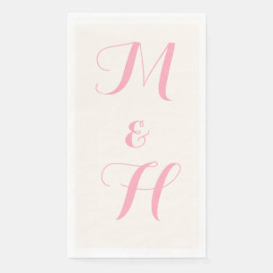 Serviette En Papier Initiales de mariage élégantes rose bébé Ivoire