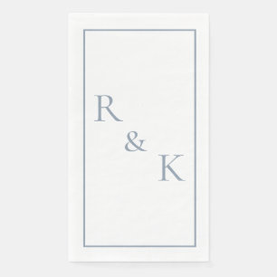 Serviette En Papier Initiales de monogramme bleu poussiéreux Lettre de