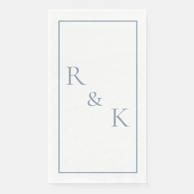 Serviette En Papier Initiales de monogramme bleu poussiéreux Lettre de (Devant)