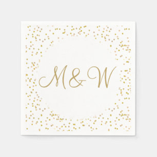 Serviette En Papier Initiales de monogramme d'or Script Gold Dust