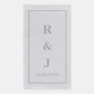 Serviette En Papier Initiales de monogramme gris Couple Nom personnali