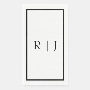 Serviette En Papier Initiales de monogramme Mariage simple noir blanc