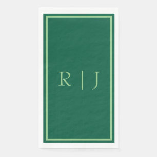 Serviette En Papier Initiales de monogramme Mariage vert foncé Sage Co