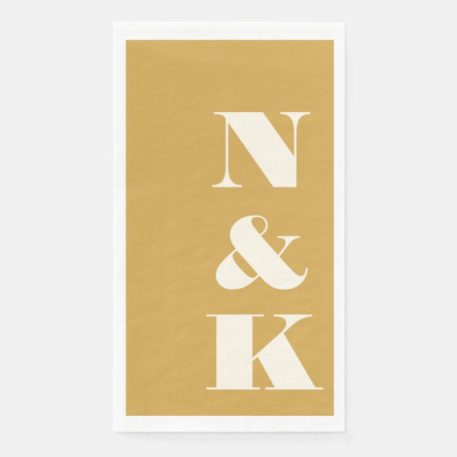 Serviette En Papier Initiales de monogramme moderne gras jaune de mari (Devant)