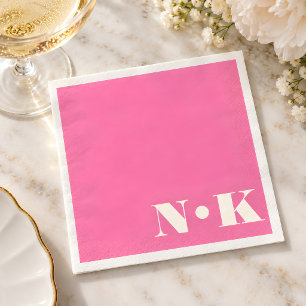 Serviette En Papier Initiales de monogramme moderne gras rose chaud de