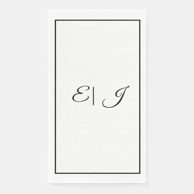 Serviette En Papier Initiales de monogramme rétro élégant mariage (Devant)