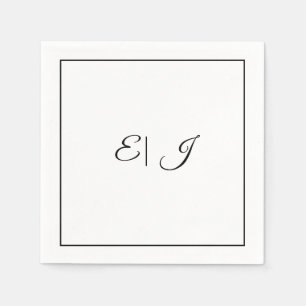 Serviette En Papier Initiales de monogramme rétro élégant mariage