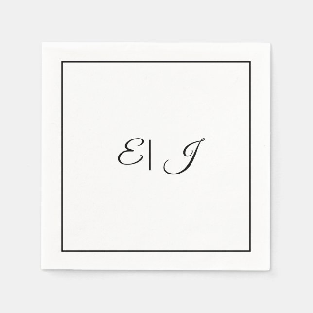 Serviette En Papier Initiales de monogramme rétro élégant mariage (Devant)