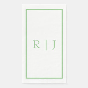 Serviette En Papier Initiales de monogramme Vert sauge Blanc Simple Ma