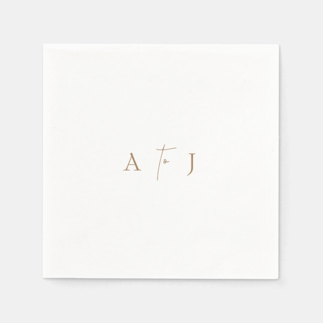 Serviette En Papier Initiales modernes "à" Mariage Cocktail d'or (Devant)
