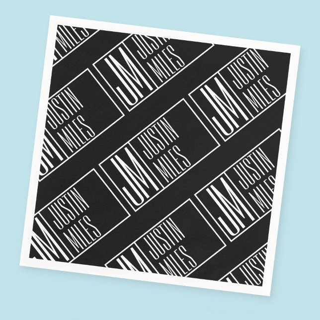 Serviette En Papier Initiales modernes avec motif de monogramme de nom (Créateur téléchargé)