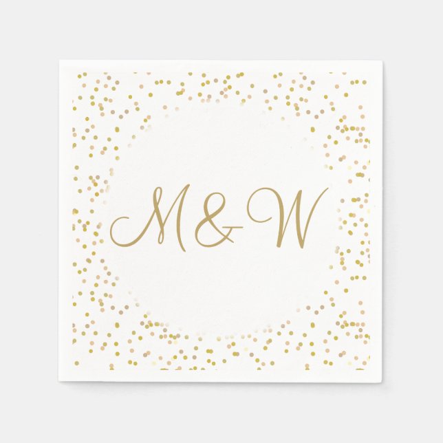 Serviette En Papier Initiales monogramme dorées écriture poussière d'o (Devant)