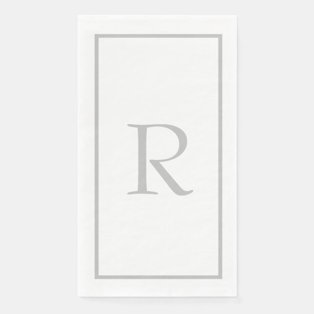Serviette En Papier Initiales Monogramme Gris Clair Nom Couleur Person (Devant)