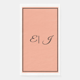 Serviette En Papier Initiales Monogramme Rétro Écriture Orange Mariage
