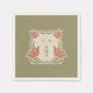 Serviette En Papier Initiales Monogrammes Art Nouveau Décor Table
