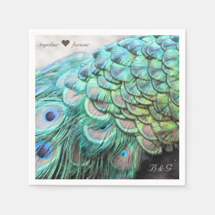 Serviette En Papier Initiales personnalisées Peacock Mariage serviette