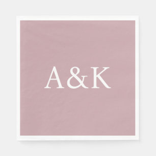 Serviette En Papier Initiales personnalisées sur mariage rose poussiér