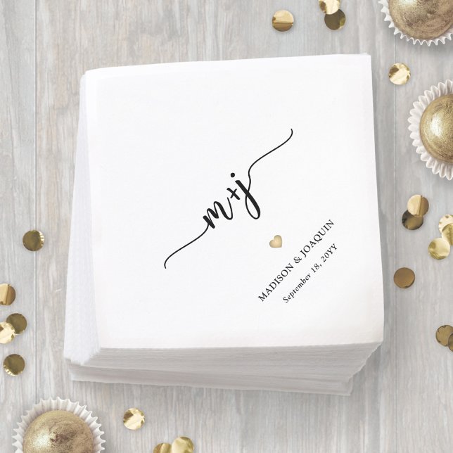 Serviette En Papier Initiales simples et élégantes Mariage monogramme  (Créateur téléchargé)