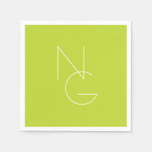 Serviette En Papier Initiales superposées Modern 2   Vert citron