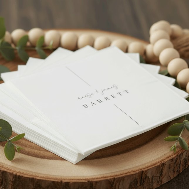 Serviette En Papier Inline | Mariage personnalisé minimaliste moderne (Créateur téléchargé)