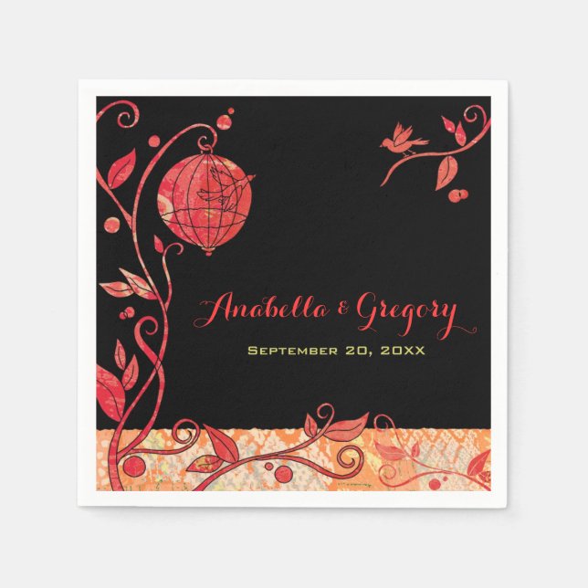 Serviette En Papier Inséparables de jardin en soirée Mariage (Devant)