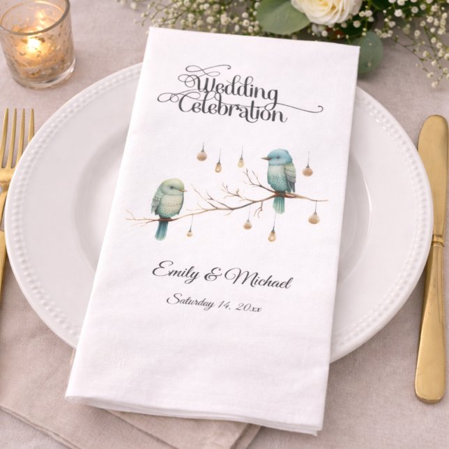 Serviette En Papier Inséparables rustiques de bois Mariage romantique (Créateur téléchargé)