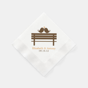 Serviette En Papier Inséparables sur le banc de parc {orange}