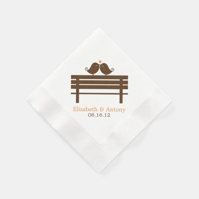 Serviette En Papier Inséparables sur le banc de parc {orange} (Coin)