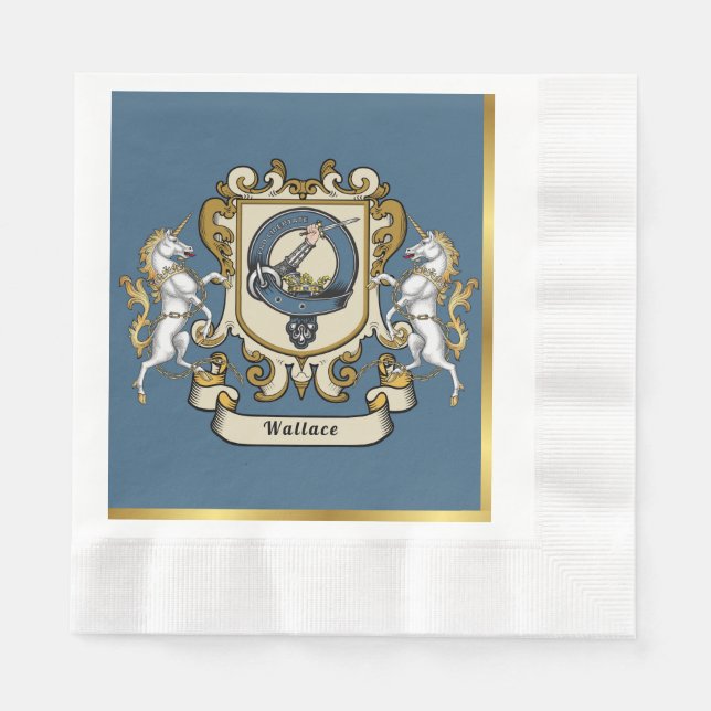 Serviette En Papier Insigne de Clan Wallace Bleu Personnalisé (Devant)