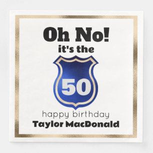 Serviette En Papier Insigne d'officier de police drôle 50e anniversair