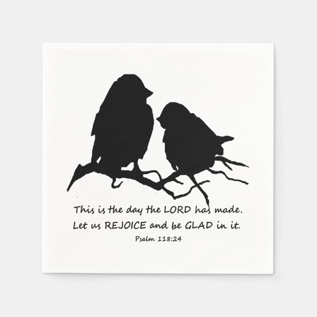 Serviette En Papier Inspirational Bible Verse Psaume 118:24 Oiseaux (Devant)