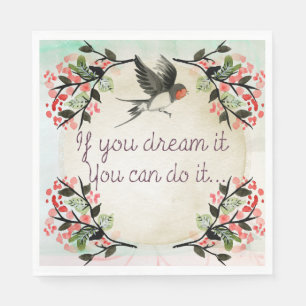 Serviette En Papier Inspirationnel Si Vous Rêvez L'Aquarelle