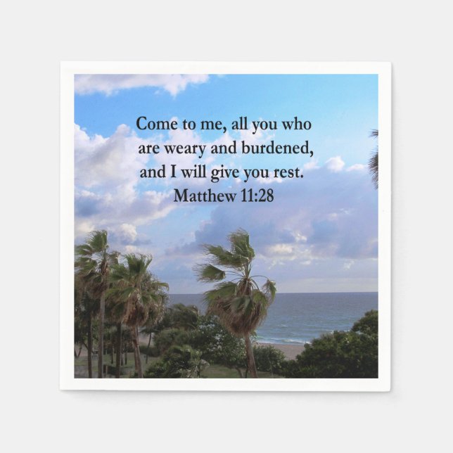 SERVIETTE EN PAPIER INSPIRING MATTHEW 11:28 CONCEPTION DE SCRIPTURE (Devant)