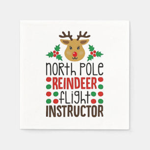 Serviette En Papier Instructeur de vol de rennes du pôle Nord Noël