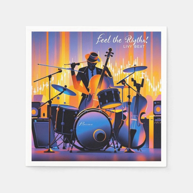 Serviette En Papier Instruments de musique abstraits rétro pop dramati (Devant)