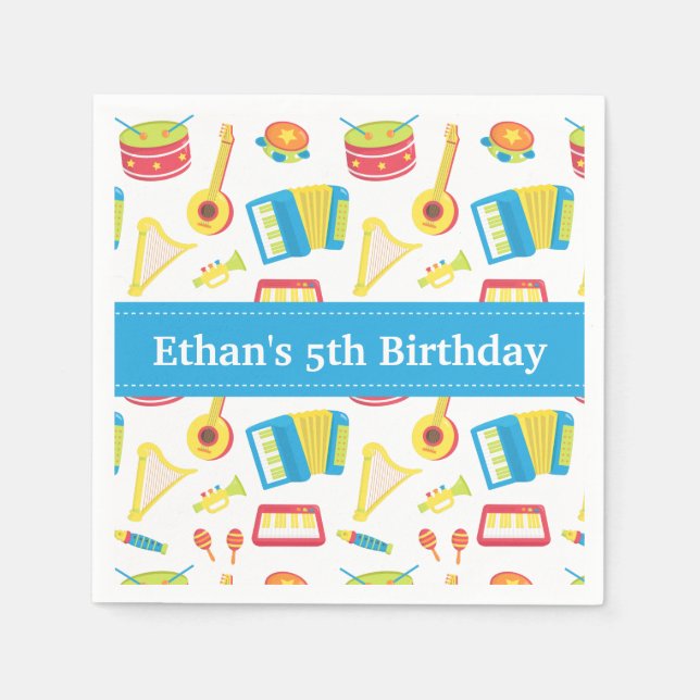 Serviette En Papier Instruments de musique Anniversaire de enfant Part (Devant)