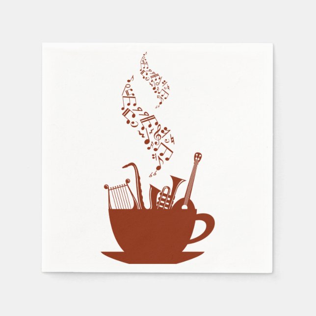 Serviette En Papier Instruments De Musique Et Notes Papier (Devant)