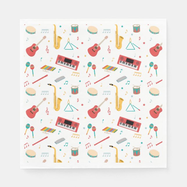 Serviette En Papier Instruments de musique Thème musical Motif (Devant)
