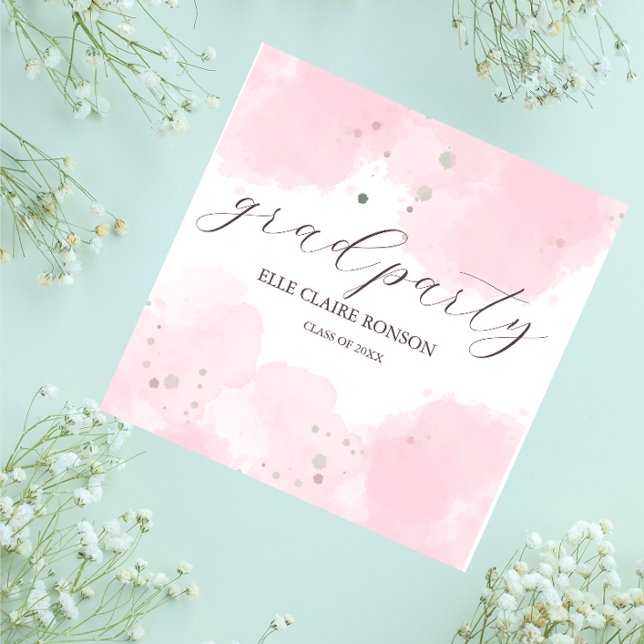 Serviette En Papier invitation à la fête de graduation rose Elegance (Créateur téléchargé)